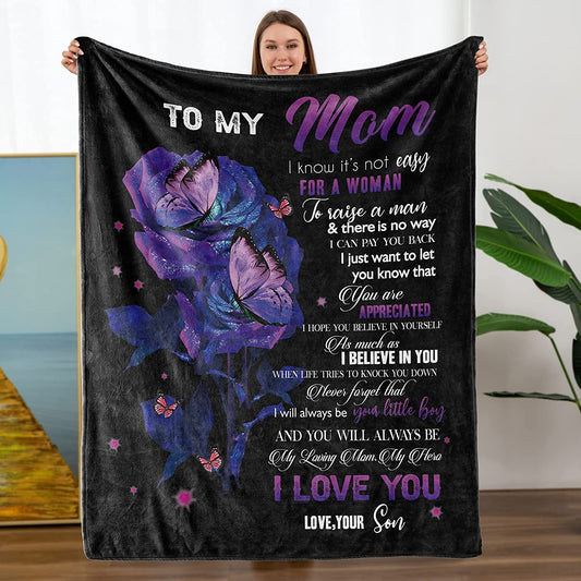 Gift to Mom from Son, for Mom Birthdays Mothers Day, Mother Throw Blanket (Size:50"x60")
