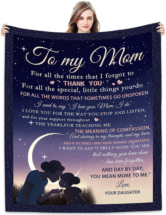 to My Mom Blanket from Daughter - Meaningful Gifts for Mom 60"x50", Fleece Throw Blankets Birthday Gifts for Women - Mom Gifts Ideas from Kids