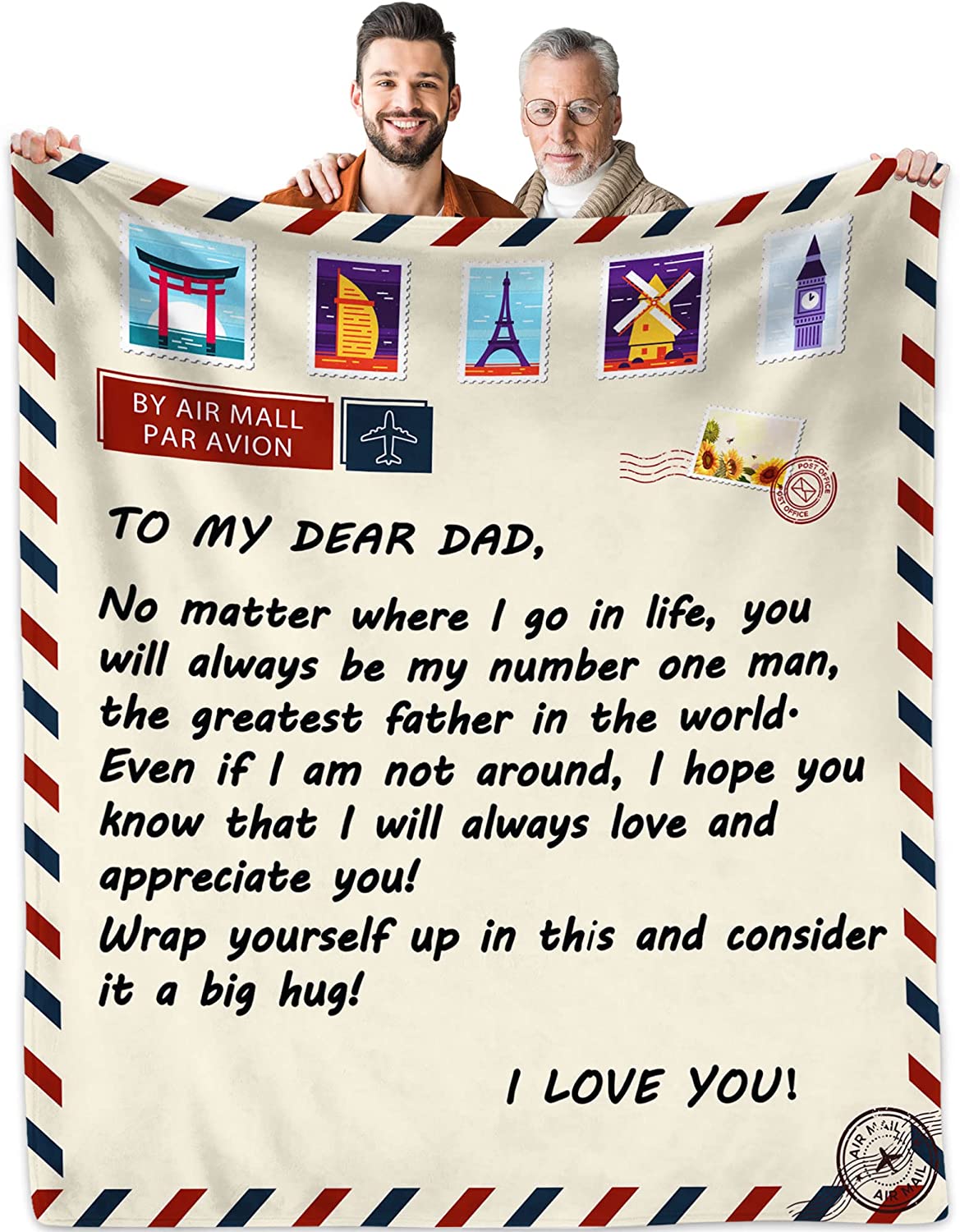 Fathers Day Unique Gifts - I Love You Dad Gifts Blanket Dad Birthday Gift - Gifts for Men - Funny Gifts for Dad from Daughter or Son - Soft Hug Father