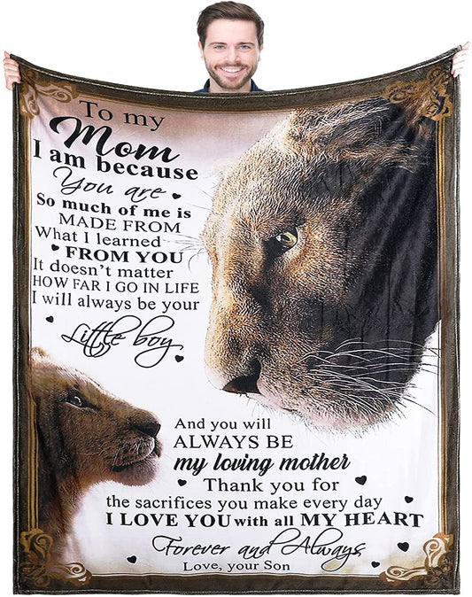 Blanket to My Mom from Son Printed Quilts Fleece Blankets Birthday Gift Ultra-Soft Micro Light Weight Warm Bed Plush Throw Blanket (to Mom from Son