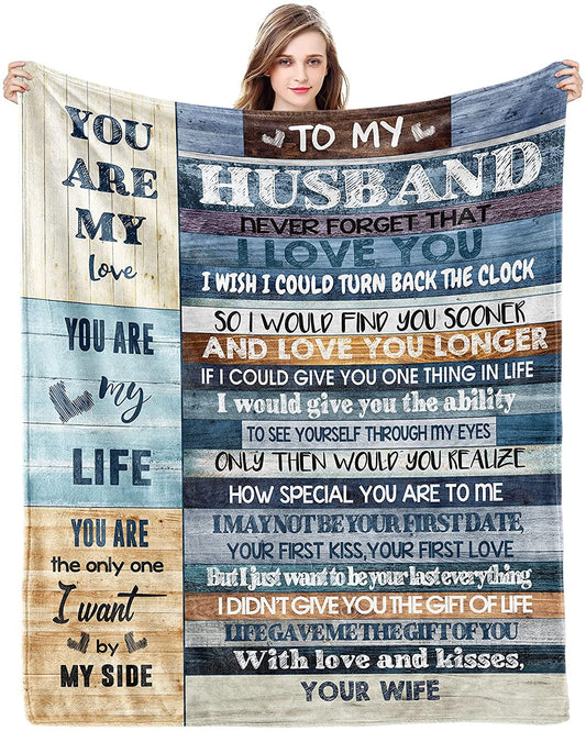 To My Husband Gifts Ultra-Soft Micro Fleece You are My Life Blanket Microfiber Fathers Day Blanket Luxury Blankets for Bedding Sofa and Travel
