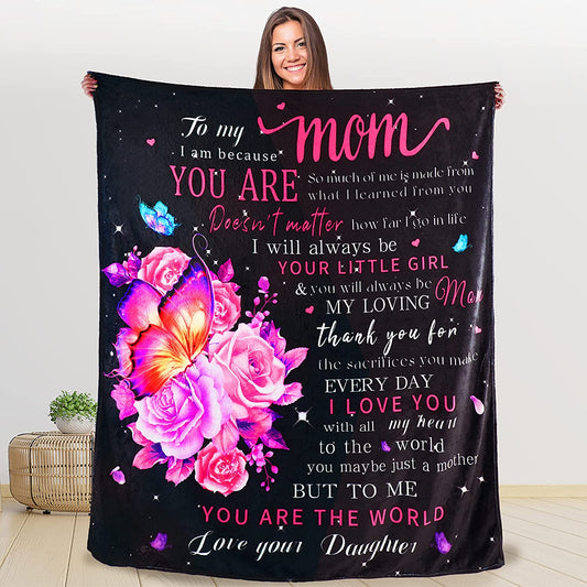Mom Blanket Mothers Day Blanket Gifts Personalized Fleece Throw Summer Blankets for Women Gift to My Mom from Daughter Unique 50" x 60"