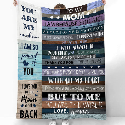 Personalized Soft Throws Blanket with Name Change, Cozy Fleece Blanket Custom as Birthday Gifts for Mom & Grandma from Daughter Grandaughter, for Mom