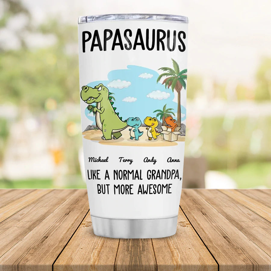 20oz Tumbler Personalized 20oz Grandpasaurus Papasaurus Tumbler Cup with Lid