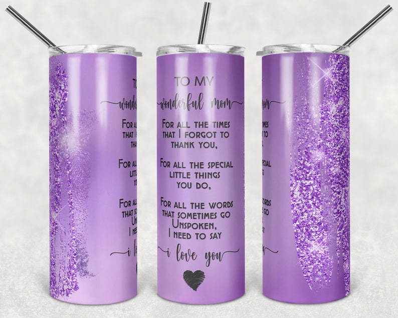 20OZ Skinny Tumbler, Wonderful Mom Purple