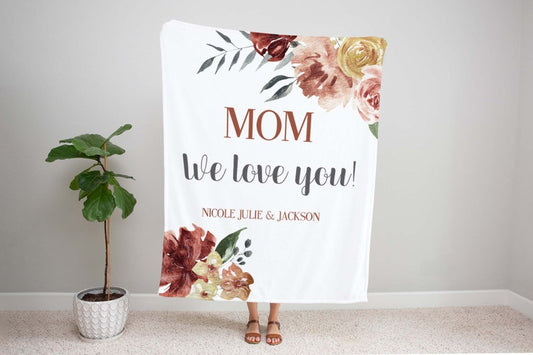 Customized We Love Mom Mother Blanket, Mothers Day Gift, Mom Gift, Mom Blanket, Gift For Mom, Personalized Mom Blanket, Custom Name Blanket