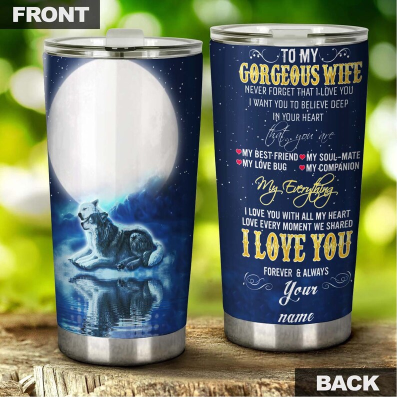 Wolf Couple To My Wife  My Everything Personalized Tumbler - Wolf Lover Tumbler- Birthday gift - gift for her gift for wife - unique present
