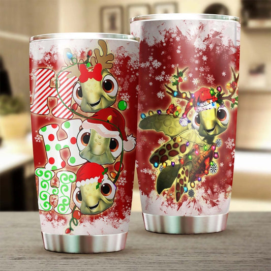 Turtle Christmas Ho Ho Ho Cute Funny Tumbler- Turtle Present- Unique- Birthday gift Christmas gift for Turtle Lover for daughter