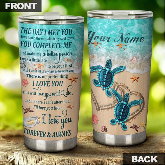 Turtle Couple I Love You Gift For Lover For Wife For Husband Personalized Tumbler-Unique Tumbler-Birthday Christmas gift for Turtle Lover
