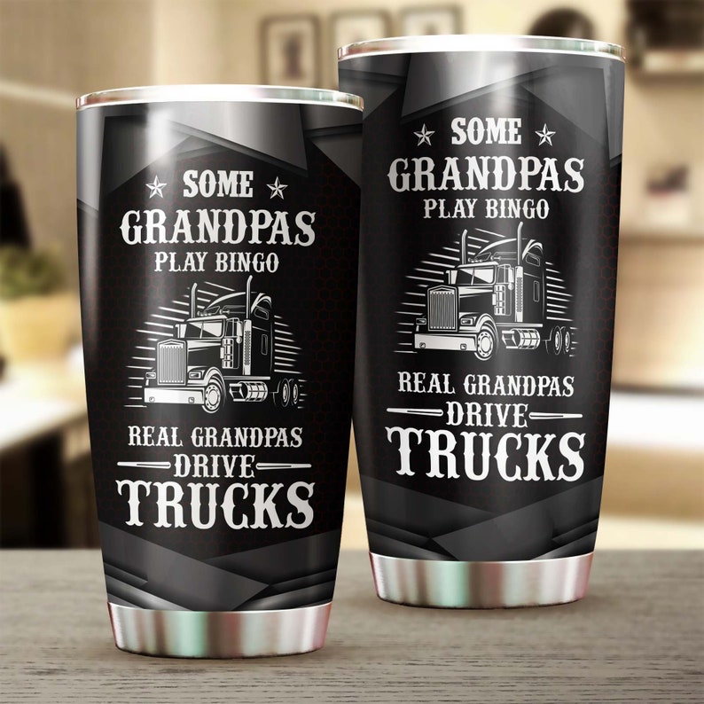 Real Grandpas Drive Trucks Funny Tumbler-Grandpa Tumbler-Birthday gift Christmas Gift for grandpa grandfather