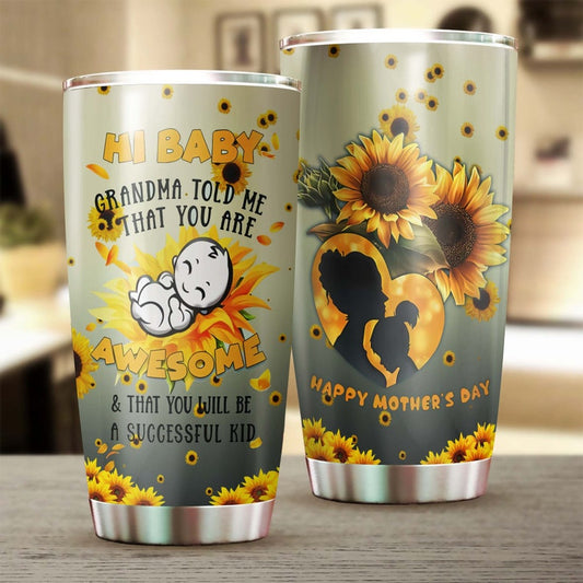 Mom Love Baby Awesome baby Successful Kid Tumbler-Birthday gift Christmas Gift Mother's day Gift for Mom