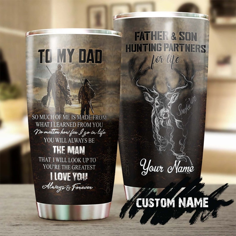 Father And Son Hunting Partner For Life Personalized Tumbler-Birthday Christmas Gift Father's day Gift for father for son