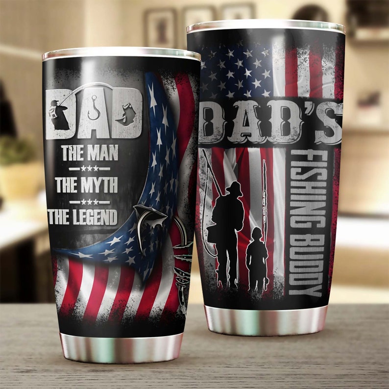 Fishing Dad The Myth The Man The Legend Tumbler-Birthday Gift Christmas Gift Father's day Gift for dad from son from daughter