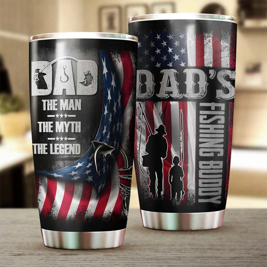 Fishing Dad The Myth The Man The Legend Tumbler-Birthday Gift Christmas Gift Father's day Gift for dad from son from daughter