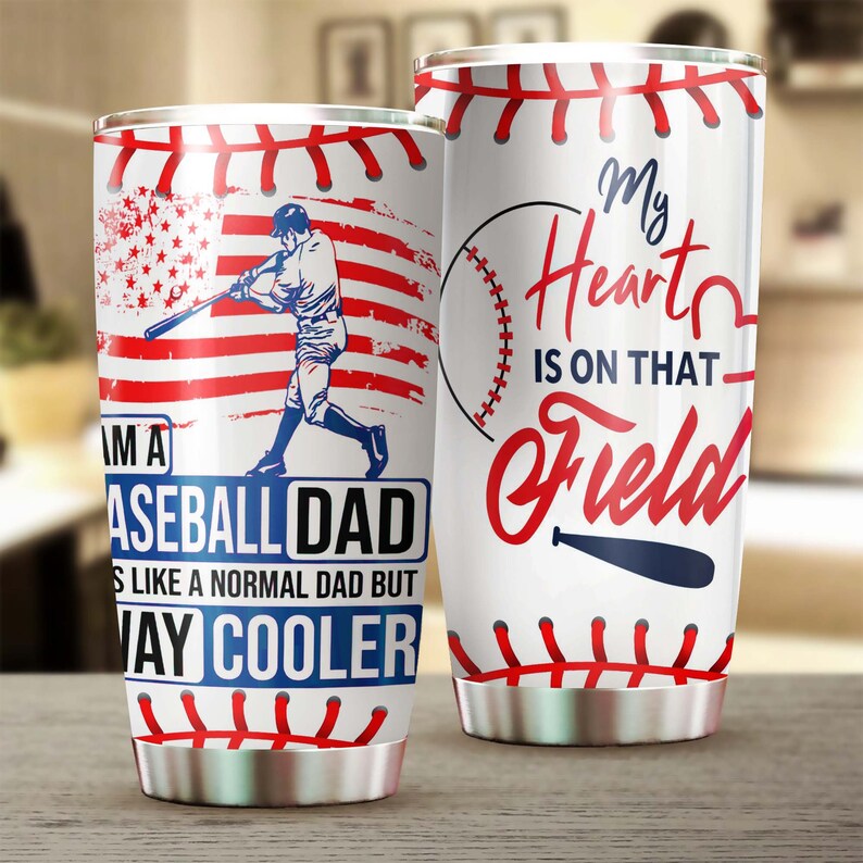 Baseball Dad Much Cooler Tumbler-Birthday Gift Christmas Gift Father's day Gift for dad from son from daughter