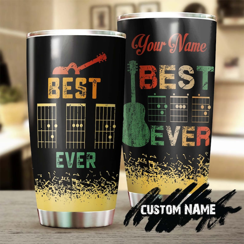 Guitar Dad best dad ever music note Personalized Tumbler-Birthday Gift Christmas Gift father's day gift for dad father from son