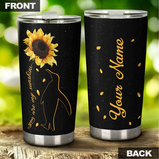 Sunflower Penguin You Are My Sunshine Personalized Tumbler-Sunflower Tumbler-Gift For Penguin Lover-Gift for daughter for granddaughter
