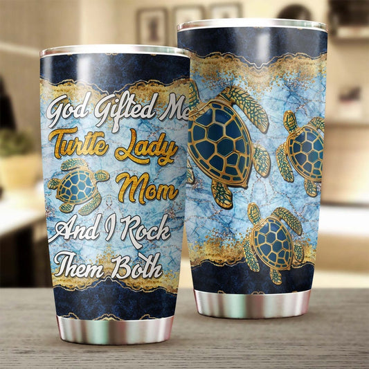 Turtle Lady Mom God Gifted Me Tumbler- Turtle Present- Unique-  Mother's day gift Birthday gift Christmas gift for Turtle Lover for daughter