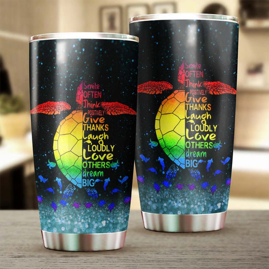 Turtle Smile Often Give Thanks Love Tumbler- Turtle Present- Unique-  Birthday gift Christmas gift for Turtle Lover for daughter
