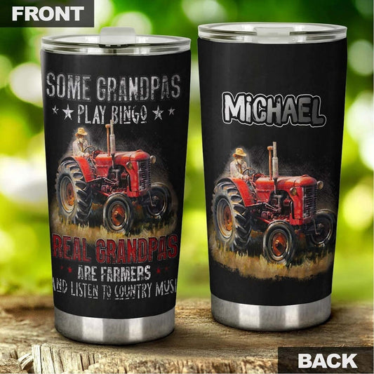 Real Grandpas Farmers Listen Country Music Funny Personalized Tumbler-Grandpa Tumbler-Birthday gift Christmas Gift for grandpa grandfather