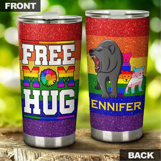 Free Mom Hugs Bear Personalized Tumbler-Birthday gift Christmas Gift Mother's day Gift for Mom From Son Daughter