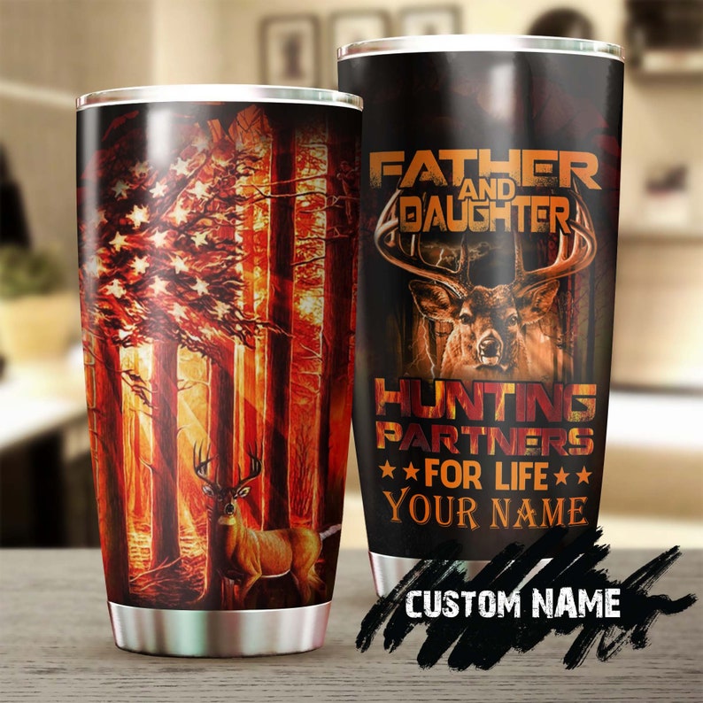 Father And Daughter Hunting Partners For Life Personalized Tumbler-Birthday Christmas Gift Father's day Gift for father dad for daughter