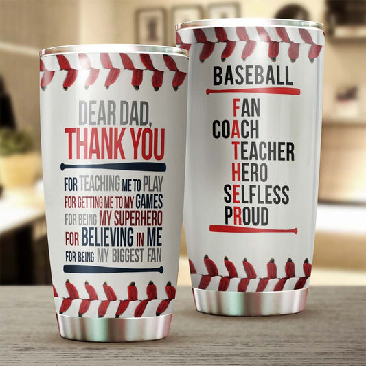 Baseball Dad Thank You For Teaching Me Play Being My Biggest Fan-Birthday Christmas Gift Father's day Gift for dad from son from daughter