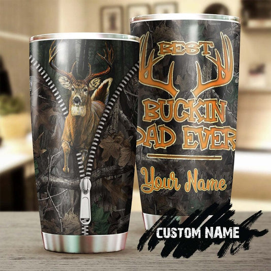 Deer Best Bucking Dad Ever Personalized Tumbler-Birthday Christmas Gift Father's day Gift for dad from daughter son