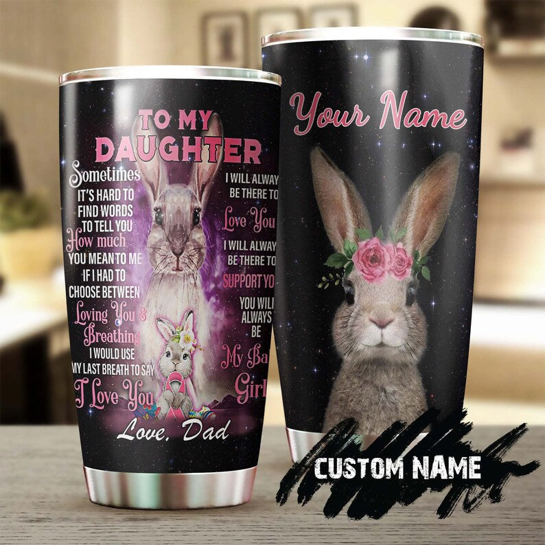 To My Daughter Breast Cancer Pink Ribbon Mom Will Always Support You Personalized Tumbler-Birthday gift Christmas gift for daughter from mom