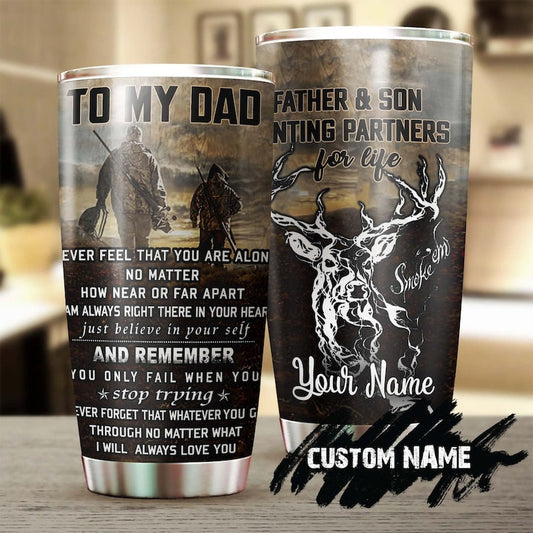 Deer Hunting You Fall When You Stop Trying Love You Personalized Tumbler-Birthday Christmas Hunting Gift Father's day Gift for dad from son