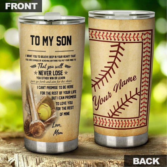 To My Baseball Son I Love You To The Rest Of My Life Personalized Tumbler-Meaningful Birthday Gift Christmas Gift day for son from mom