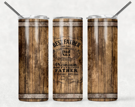 20OZ Skinny Tumbler, Number 1 Dad Father’s Day Male Whiskey Barrel Tumbler