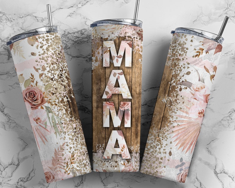 20OZ Skinny Tumbler, Mama Mother's Day Tumbler Floral