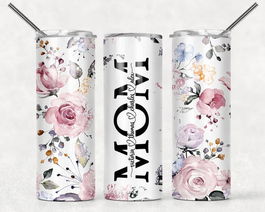 20OZ SKINNY TUMBLER Pink Floral Mother's Day Tumbler | 20oz Skinny Tumbler | Mom Gifts