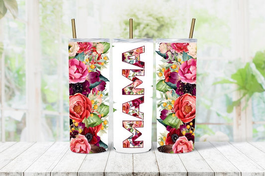 20OZ Skinny Tumbler MAMA Floral Mom Print