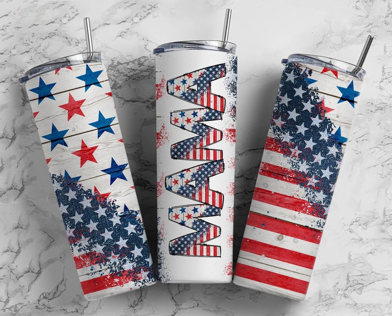20OZ Skinny Tumbler, USA Flag Mama, Mothers Day straight tumbler, Mama Tumbler, Mom Tumble