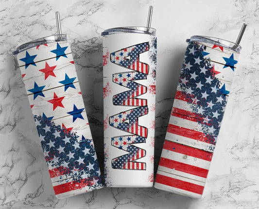 20OZ Skinny Tumbler, USA Flag Mama, Mothers Day straight tumbler, Mama Tumbler, Mom Tumble