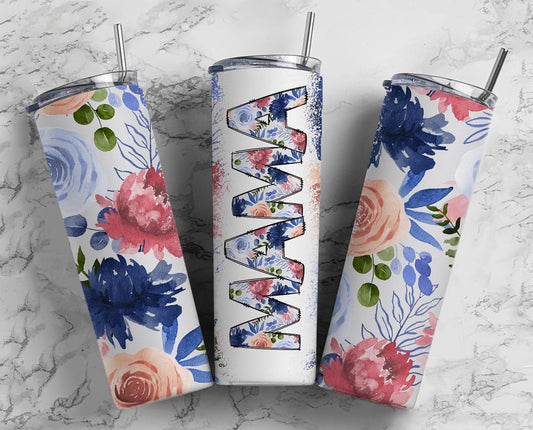 20OZ Skinny Tumbler, Floral Mama Tumbler, Mothers Day Straight Tumbler, Mama Tumbler, , Mom Tumbler