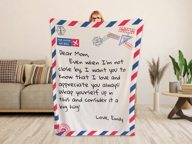 Mother's Day Gifts - Personalized Mom Blanket - Letter to Mom w/ Your Own Finish - Mom Gifts from Daughter, Son - Birthday Gifts for Mom