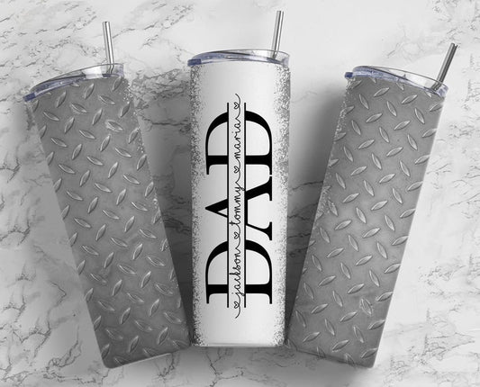 20OZ Skinny Tumbler, Checker Plate Dad Tumbler, Tumbler for Dad, Tumbler design, Fathers Day Tumbler, Man Tumbler, Split Add Kids Names