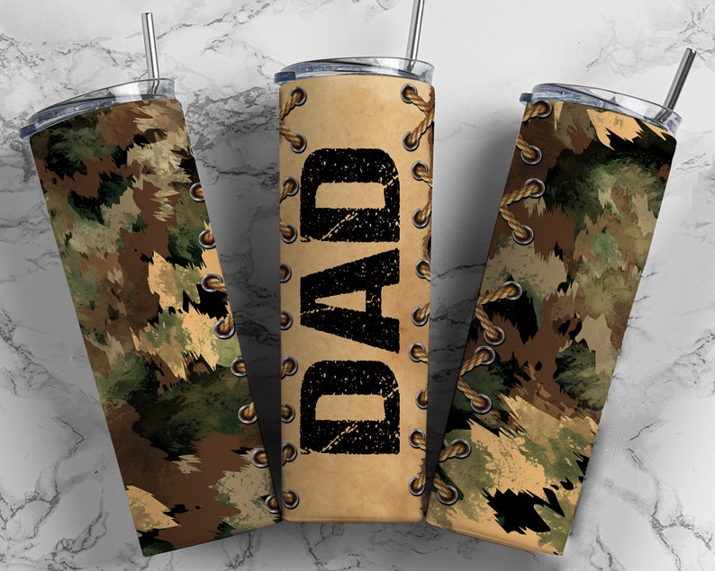 20OZ Skinny Tumbler, Father's Day Tumbler, DAD Hunting Deer Stag Hunter Male Seamless