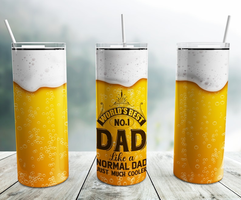 20OZ Skinny Tumbler, World Best No.1 Dad Tumbler, Fathers Day Skinny Tumbler, Beer Lover
