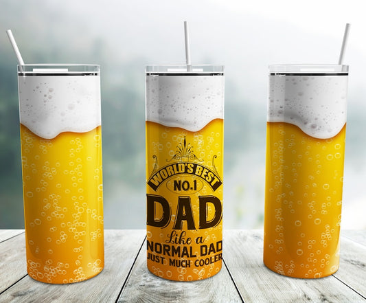 20OZ Skinny Tumbler, World Best No.1 Dad Tumbler, Fathers Day Skinny Tumbler, Beer Lover