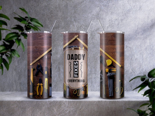 20OZ Skinny Tumbler, Daddy Fixes Everything Skinny Tumbler, Fathers day Gift